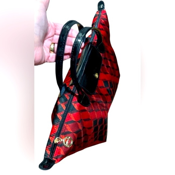 LONGCHAMP Le Pliage Red & Black Handbag Tote, NWOT - Picture 4 of 10